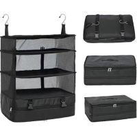 Travel Luggage Organizer Portable Travel Shelves Bag 3-Shelf Suitcase Packing Cube Collapsible Hanging Closet Storage Bag Space