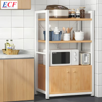 ECF Furniture ชั้นวางของในห้องครัว รุ่น ลูก้า, ฮาน่า ชั้นวางอเนกประสงค์ ประหยัดพื้นที่ สามารถวางไมโครเวฟ เครื่องปรุงรส