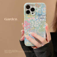 Apple เคสโทรศัพท์มือถือ iPhone 14/13/12/11 /X/xs/xr ลายดอกไม้สีเขียวสดใหม่ลวดลายภาพวาดสีน้ำมัน13 Pro Max เคสป้องกันโทรศัพท์มือถือ14 Plus เคสสองในหนึ่งเดียวฟิล์มติดเครื่อง12 Mini แบบเต็มแนบเคสแข็งป้องกันการตก