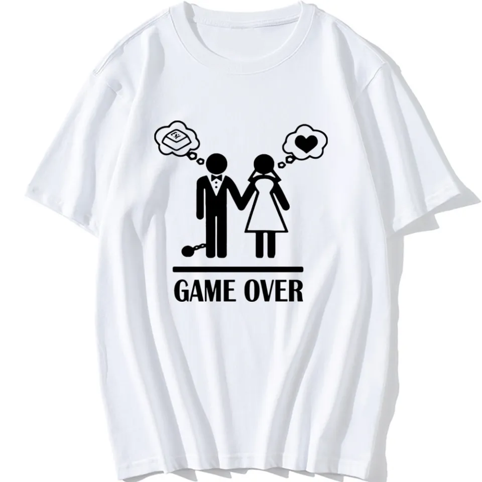 Game Over Shirt Men Bride Top Groom Bachelor Clothing Funny Bachelorette  Party T Shirts Meme T-Shirt Summer Husband T-shirt