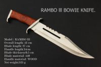 มีดเดินป่าใบตาย RAMBO Ill Bowie knife ด้ามไม้แท้ ขนาด 16 นิ้ว OEM พร้อมซองหนัง