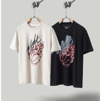 High Street Oversized T-shirt Travis Scott Flame Printed Rhinestone Round Neck Pullover Casual Short Sleeve T-shirt