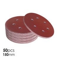 50pcs 6" 150mm Sandpaper Aluminium Oxide Wood Sanding Paper Abrasive Disc Hook &amp; Loop Grit 60 80 120 180 240 Tools Accessories Cleaning Tools