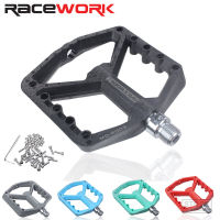 RACEWORK จักรยานเสือภูเขาไนล่อนแพลตฟอร์มเหยียบสำหรับจักรยานพักเท้า Clipless เหยียบแบนแบริ่งพักเท้า Mtb ส่วนที่เหลือเท้าขี่จักรยาน