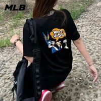 ﹉ Mlb100 เสื้อยืดคอกลม แขนห้าส่วน พิมพ์ลายการ์ตูน ทรงหลวม ใส่สบาย คลาสสิก สําหรับทุกเพศ