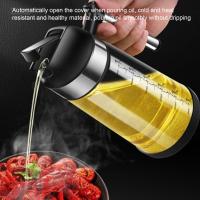 【CC】 500ml Large Capacity Dispenser Bottle Flip Condiment Cap And Leakproof Vinegar Glass Cruet