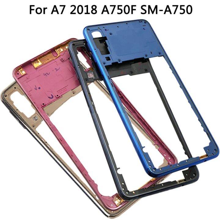 กรอบกลาง-a750สำหรับ-samsung-galaxy-a7-a750f-sm-a750แผงกรอบกลางด้านหลังแผงเคสพลาสติกที่อยู่อาศัยอะไหล่ทดแทนแผง