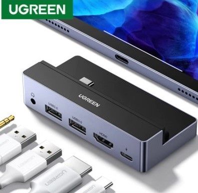 UGREEN Type C Hub Adapter for iPad Pro 2020 2018 USB-C Hub Dongle 4K HDMI C-USB PD Charging USB 3.0 3.5mm Headphone Audio Jack