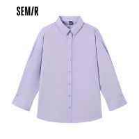 Semir เสื้อแขนยาวผู้หญิงกลางความยาวพื้นฐาน2022ฤดูใบไม้ร่วงใหม่ O Versize ผ้าฝ้ายเสื้อ Bf สไตล์สบายๆ