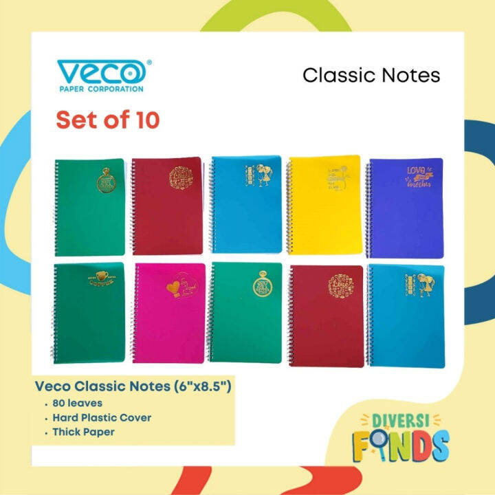 Veco Spiral Classic Notes 6 x 8.5" - Hard Plastic Cover - Thick Paper ...