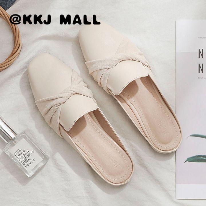 kkj-mall-รองเท้า-รองเท้าแตะ-ธรรมดา-ใส่เดินทาง-แฟชั่น-เกาหลี-สวยๆ-เหมือนผู้หญิง-ลมพัดเบาๆ-ลากครึ่ง