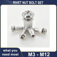 ❃▲✥ M3 M4 M5 M6 M8 M10 M12 Flat Head Threaded Nut Insert Aluminum Alloy Rivet Nut Stainless Steel Allen Bolt Hex Screw Rivetnut Set