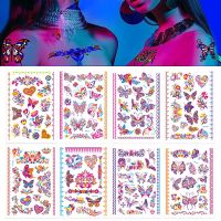 Temporary Tattoos Butterfly Waterproof Skin Sticker for Arm Leg Face Festival Party Music Bar Body Art Fluorescent Decoration