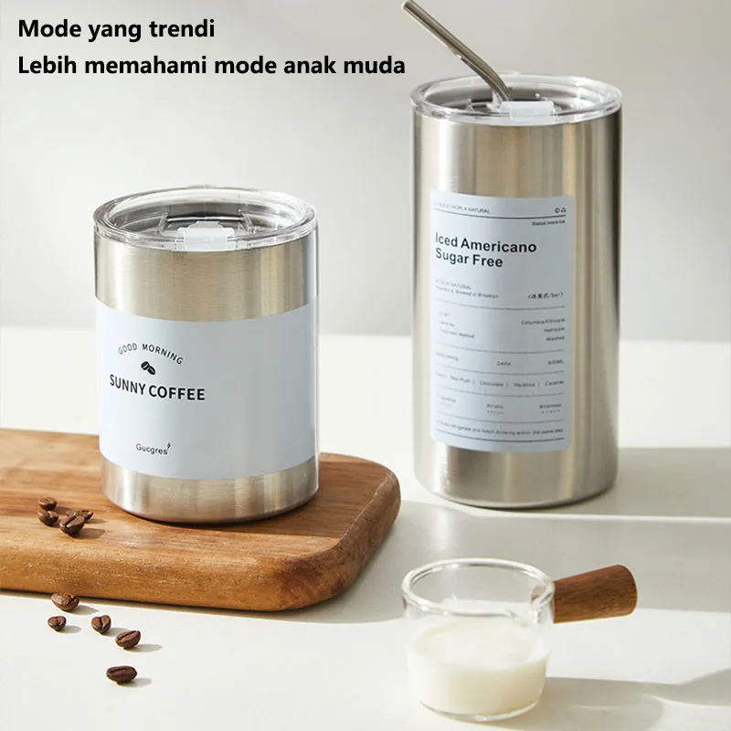 【TEC】 KOBU Ivory Stainless Steel Tumblr Coffee Tea 240ml 360ml Aesthetic  Botol minum kopi teh gelas cup estetik simple elegant cangkir gelas kopi