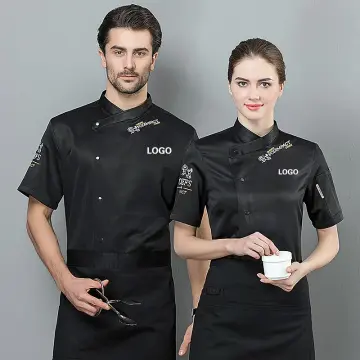 Chef Restaurant Uniform Short Sleeve Men Women Hotel Kitchen Cook Coat  Pastry Baker Clothes Waiter Wear(Only Jacket)