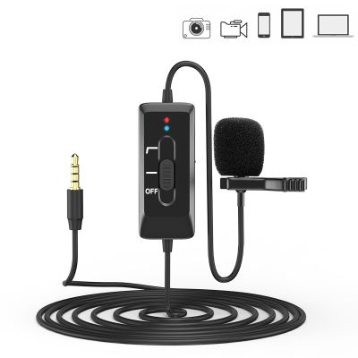 RYH 8m Cable Clip-On Lavalier Microphone 3.5mm Plug Condenser Mic Vlog Recording Microfono For DSLR Camera Phone PC Tablet