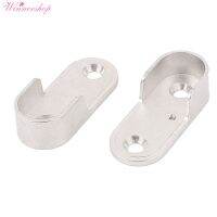 Oval Wardrobe Hanging Rail Rod End cket Support Silver Tone Pair