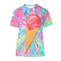 2023 NewMen และผู้หญิงแฟชั่นสบายๆเสื้อยืดฤดูร้อน Cool Ice Cream สนุก3d พิมพ์เสื้อยืด Breathable และสบายเสื้อยืดนุ่ม