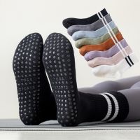 【YD】 Cotton Mid-calf Socks Color Striped Non-slip Pilates indoor Floor