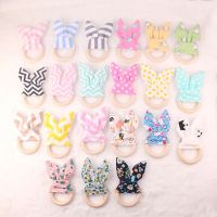 1pc Plush Rabbit Ears Baby Teether BPA Free Wooden Ring Newborn Rodent Molar Teeting Toy Baby Handhold Play Gym Sensory Rattle