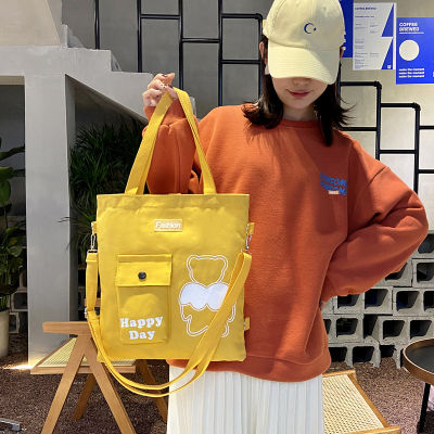 Canvas Bag Female Ins Korean Harajuku Ulzzang Large Capacity Student Cute Cartoon Little Wing Shoulder Bag