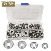 180Pcs 304 Stainless Steel 6 8 10 12 Cup Countersunk Washer Assortment Kit Silver Finishing Cup Washer with A Clean Plastic Box