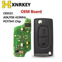 XNRKEY Kunci Remote Mobil 2ปุ่มสำหรับ Peugeot สำหรับ Citroen Smart Control FSK ขอ0523 OEM พลิกปุ่มควบคุมชิป PCF7941 433Mhz