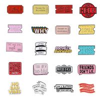 Quote Letters Brooches Film Ticket Badge FRIENDS DON 39;T LIE Lapel Pins Creative Collection Jewelry For Women Men