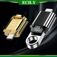 ECILY 2 In 1การ์ดรีดเดอร์ USB 2.0 Sd/ Micro การ์ดความจำ OTG เครื่องอ่านการ์ดหน่วยความจำอัจฉริยะ Type C อะแดปเตอร์ USB-C สำหรับ Huawei Samsung Xiaomi MacbooK