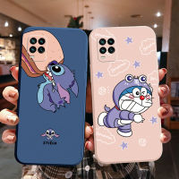 เคสโทรศัพท์สำหรับ Realme C21 C11 C12 C15 C17 8 Pro 7 7i 5 5i 5S 6i C25S แฟชั่นน่ารักการ์ตูน Stitchs Doraemons สีดำเลนส์กล้องป้องกันกรอบขอบ