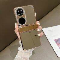 กระเป๋า P50เคสสำหรับหัวเหว่ยมือถือเมคอัพกระจกชุบไฟฟ้าสุดหรูเคสประกบหลังแบบแข็ง PC สำหรับ Huawei Pocket S เคสห่อหุ้ม