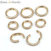 10PCS, Micro Pave CZ Spring Buckle Metal Snap Clasp, Round Circle Snap Hook for Jewelry Key Chain Handbag Fashion Supply