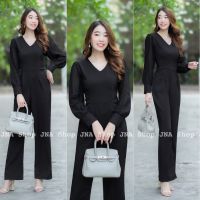 Aya_shop เสื้อผ้าแฟชั่น Jumpsuit สีดำ พร้อมส่ง