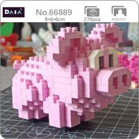 Daia 66889 Animal World Cartoon Pink Pig Piggy Pet Doll 3D Model DIY Mini Diamond Blocks Bricks Building Toy for Children no Box