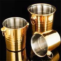 Gold Golden Thick Tiger Head Stainless Steel Ice Bucket Champagne Chilled Beer Red Cube Bar Ktv Two Handles Bucket