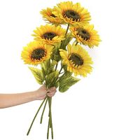 38cm Artificial Sunflower Flowers Long Stem Silk Fake Sunflowers Decoration for Outdoor Home Wedding Birthday Party Single Bulk