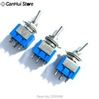 5pcs Blue 6 Pin DPDT ON OFF ON Mini MTS 203 6A125VAC Miniature Toggle Switches Button switch Dialing Single Power switches 6P