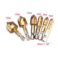 Vastar 6 ชิ้น Countersink สว่านตั้ง 1/4 HEX S hank ไฮสปีด 5 ขลุ่ย Countersink 90 องศาไม้ C hamfering ตัดขูด 6 มิลลิเมตร-19 มิลลิเมตร