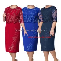 Women Plus Size Dress Summer Fashion Lace Dress Elegant Dress Mother of Bride Dress Knee Length Plus Size Dress S-5XL