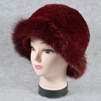 New Luxury Knitted Real Genuine Fox Fur Hats Women Beanies Solid Rex Rabbit Fur Caps Winter Lady Party Fashion Fur Hat Skullies