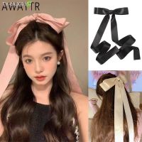 ❆❈⊙ Large Long Ribbon Bow Knot Hairpin Spring Clip For Women Girls Satin Bow Hair Ties Duckbill Hair Clips Female Hair Accessories