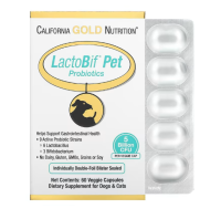 California Gold Nutrition, LactoBif Pet Probiotics, 5 Billion CFU, 60 Veggie Caps