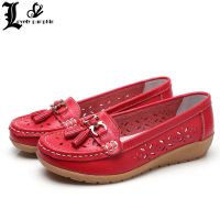 【LZ】 Women Flats Summer Women Genuine Leather Shoes With Low Heels Slip On Casual Flat Shoes Women Loafers Soft Nurse Ballerina Shoes