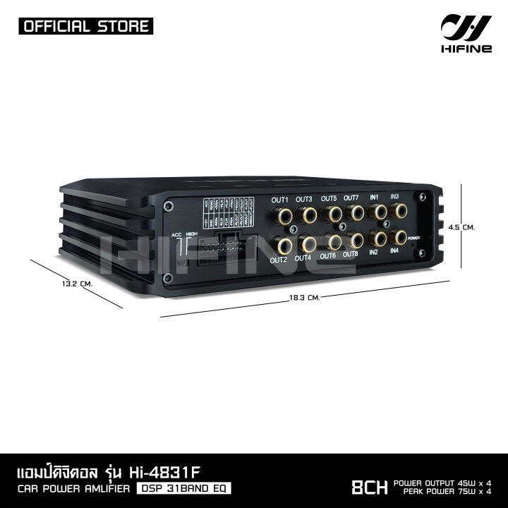 hifine-ชุดdsp-ตัวปรับแต่งเสียง-input-4-output-8-พร้อมภาคขยายและบูลทูธ-ในตัว-hi-4831f-มีชุดสายต่อรถtoyotaให้-มีจอเล็กปรับให้-hifine