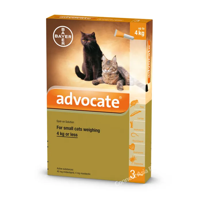 ADVOCATE FOR CATS 3 PIPETTES, 1 MONTH PROTECTION AGAINST TICKS FLEAS ...