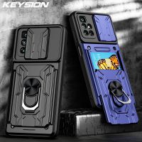 [2023ใหม่] เคสกันกระแทก KEYSION สำหรับ Redmi 10 Prime 9C 9A ช่องเสียบบัตรขาตั้งโทรศัพท์กล้องป้องกันโทรศัพท์เคสสำหรับ Redmi Note 10 8 Pro 10T