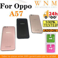 ใหม่สำหรับ OPPO A57พร้อมโลโก้โลหะฝาหลังปุ่มปรับระดับเสียงปุ่มเปิดปิดไฟเปลี่ยนฝาหลังปิดโทรศัพท์