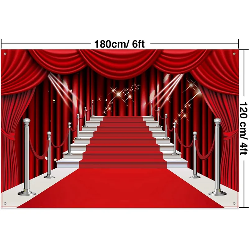 Red Curtain Backdrop Banner, Red Carpet Fabric Photography ...