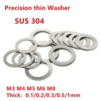 100 Buah M3 M4 M5 M6 M8 Baja Tahan Karat 304 Pencuci Datar Presisi Ultra Tipis Shim Ultra Tipis Gasket Tebal 0.1 0.2 0.3 0.5 1Mm