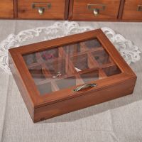 9/12 Grids Vintage Wooden Jewelry Box Organizer with Acrylic Lid for Trinkets Crafts Storage Wooden Box Home Decrorations